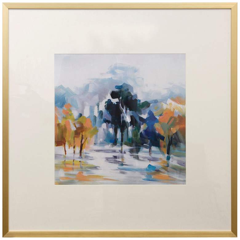 Image 1 Reflection I 39.4"W x 39.4"H Watercolor Printed Paper Gold Framed