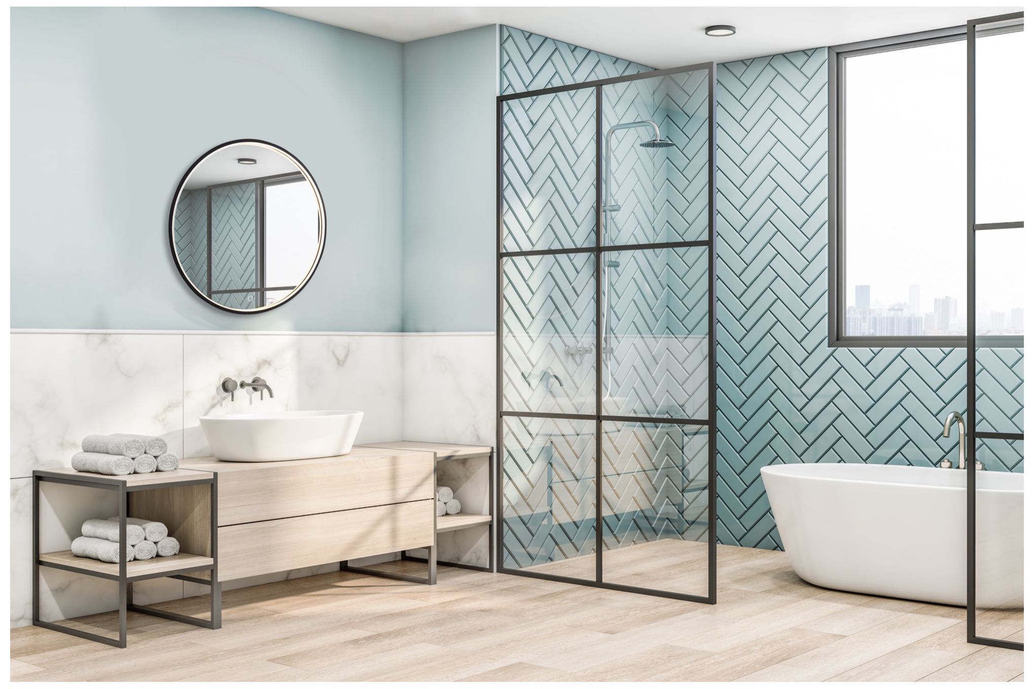 Image 2 Reflections 10" Matte Black 25W Round LED Mirror more views