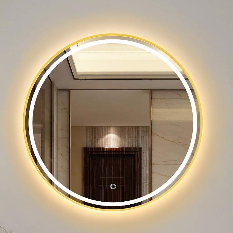 Image 1 Reflections 31.5" Wide Brushed Brass Mirror