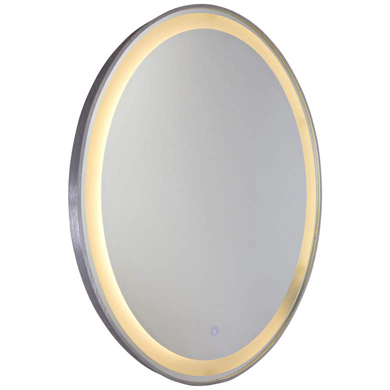 Image 1 Reflections Aluminum 23 1/2 inch x 29 1/2 inch Oval LED Wall Mirror