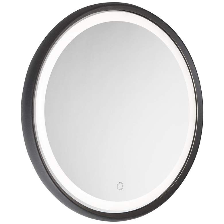 Reflections Matte Black 23 3/4&quot; Round LED Wall Mirror