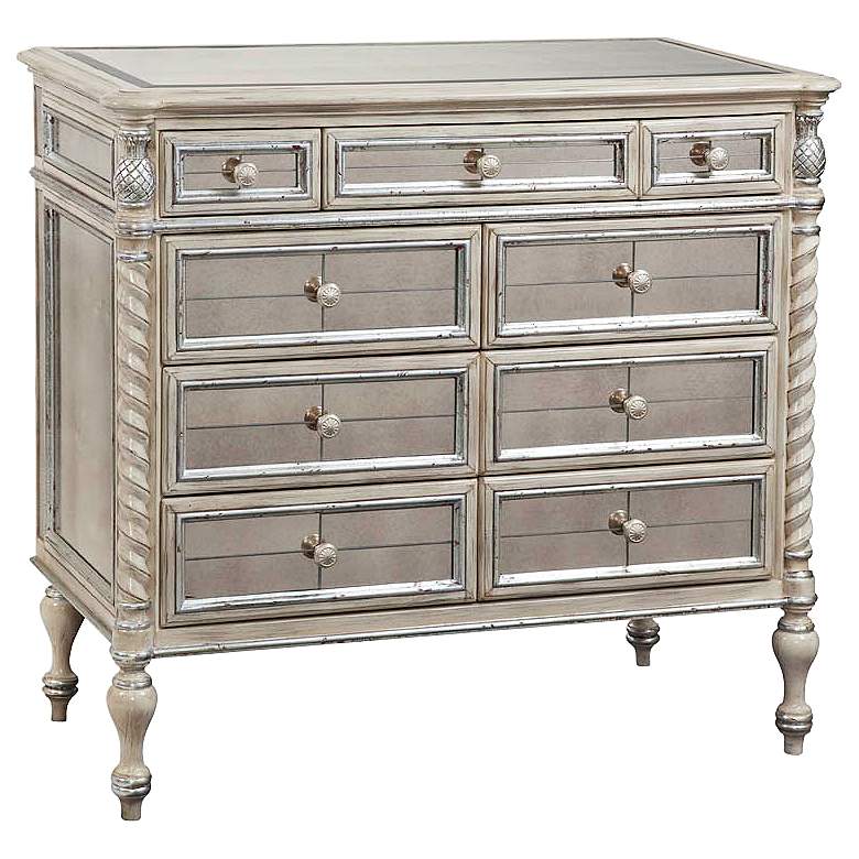Image 1 Reflections Mirrored Antique Cream Hall Chest