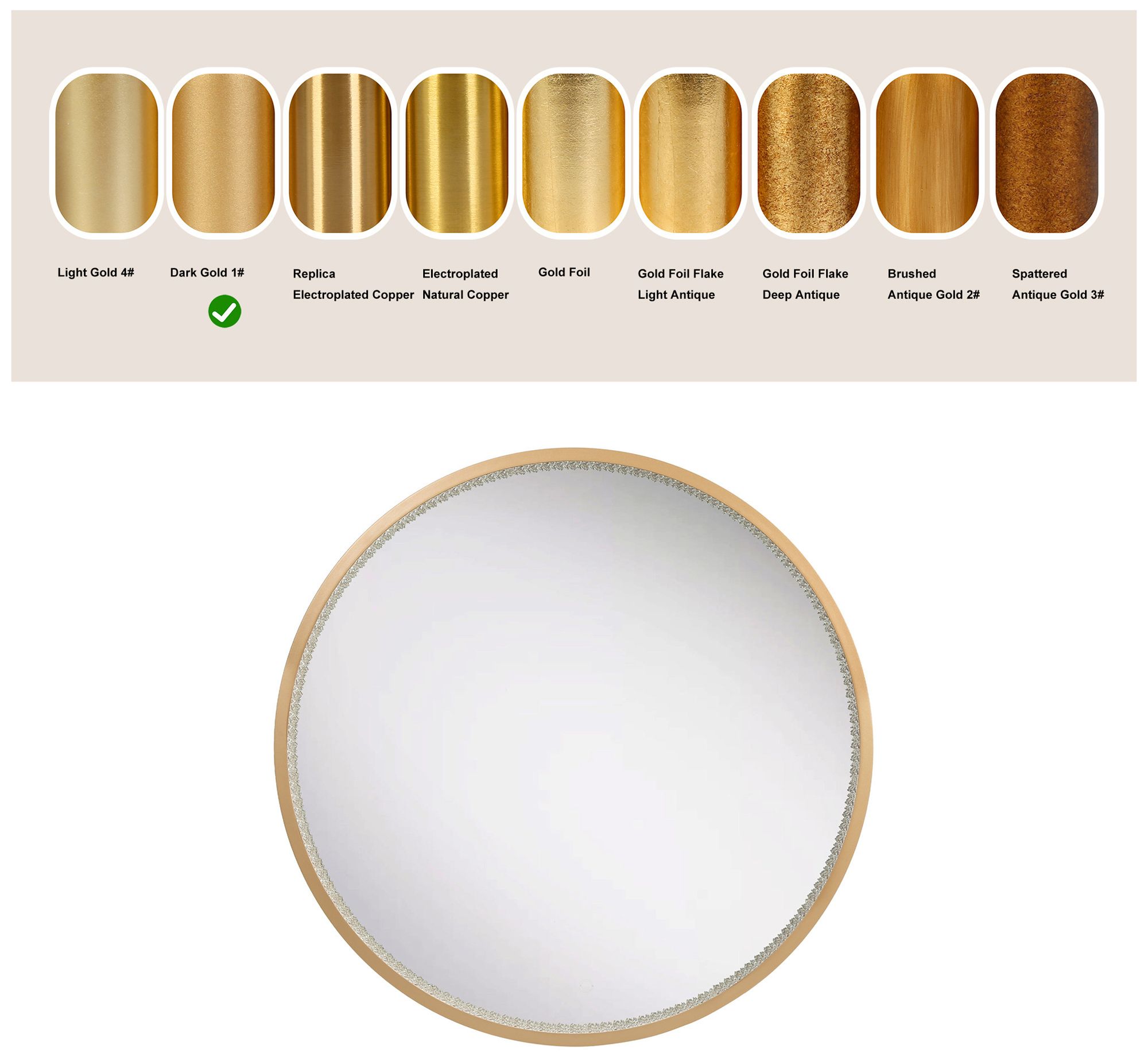 Thumbnail4 of Reflora 36" Wide Gold Round LED Dimmable Bathroom Vanity Mirror more views