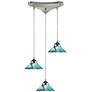 Refraction 10" Wide 3-Light Pendant - Polished Chrome with Caribbean G