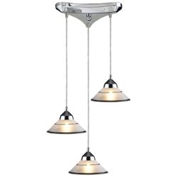 Refraction 10&quot; Wide 3-Light Pendant - Polished Chrome with White Glass