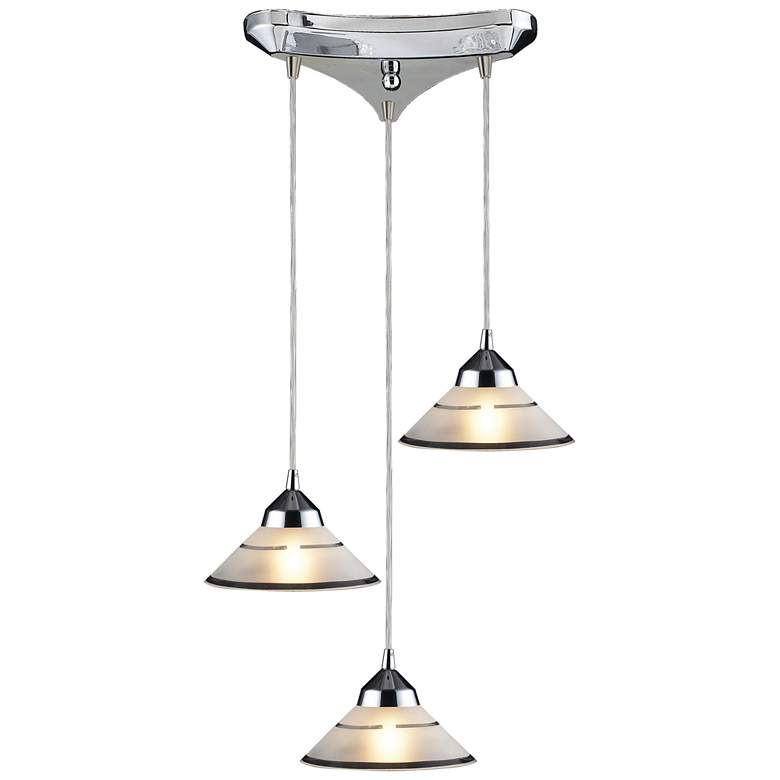 Image 1 Refraction 10 inch Wide 3-Light Pendant - Polished Chrome with White Glass