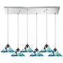 Refraction 30" Wide 6-Light Pendant - Polished Chrome with Caribbean G
