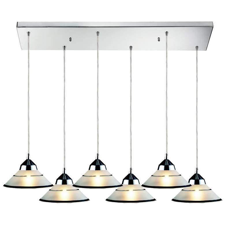 Image 1 Refraction 30 inch Wide 6-Light Pendant - Polished Chrome with White Glass