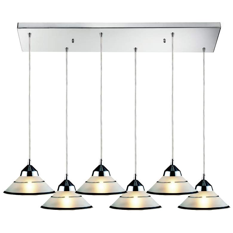 Image 1 Refraction 30" Wide 6-Light Pendant - Polished Chrome with White Glass