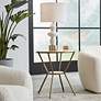 1_Refuge 23" Wide Antique Gold and White Marble Side Table