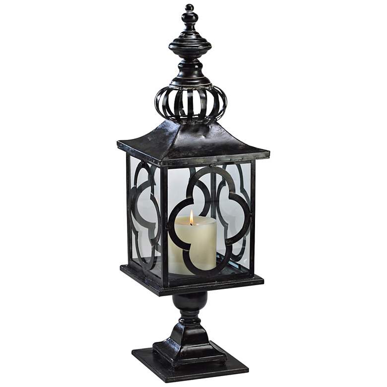 Image 1 Regal 28 inch High Iron and Glass Candle Lantern