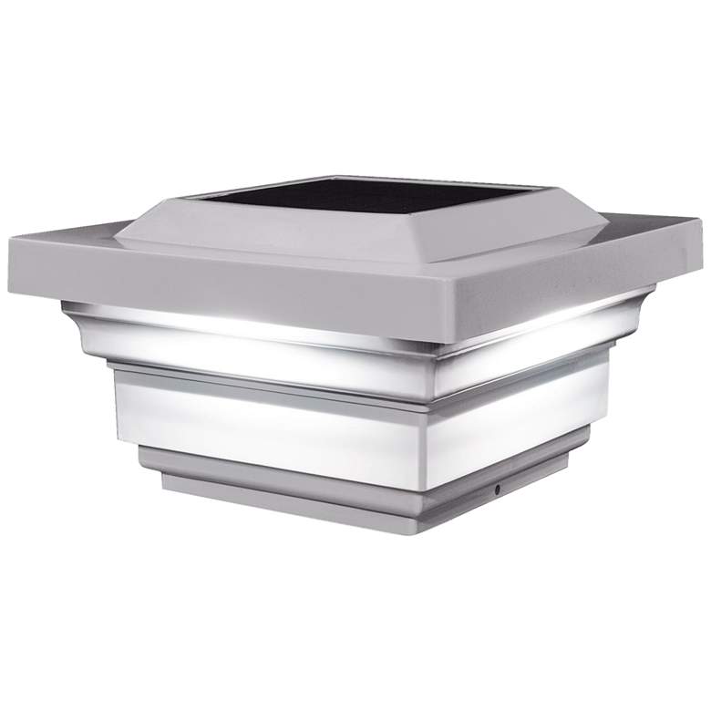 Image 1 Regal 3 3/4" High White Outdoor Solar LED Post Cap