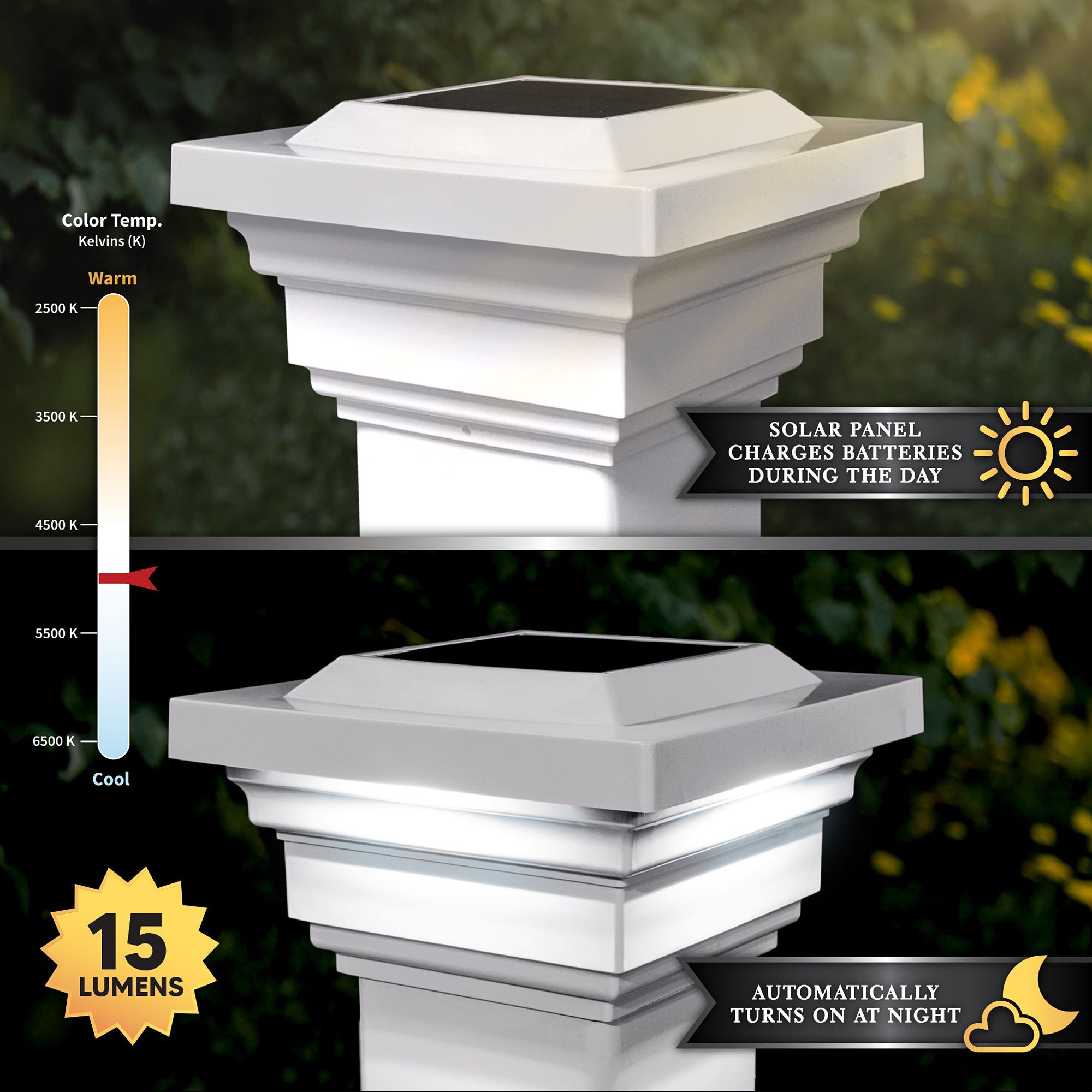 Image 4 Regal 3 3/4" High White Outdoor Solar LED Post Cap more views