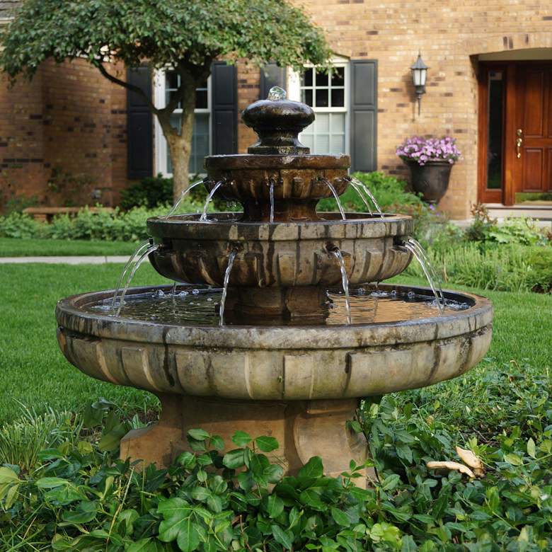 Image 1 Regal 33 inch High 3-Tier Traditional Outdoor Garden Fountain