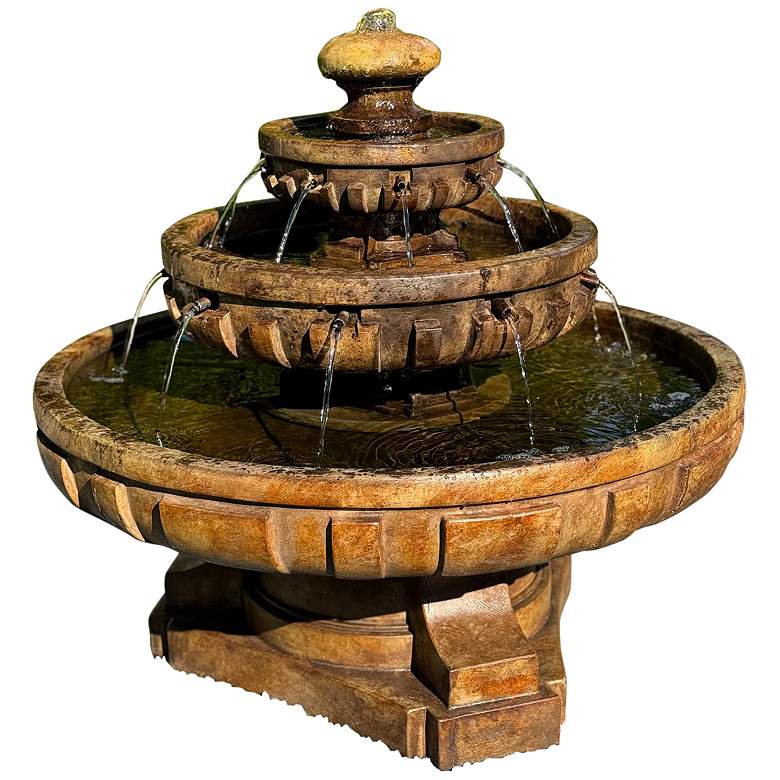 Image 1 Regal 33 inch High 3-Tier Traditional Outdoor Garden Fountain