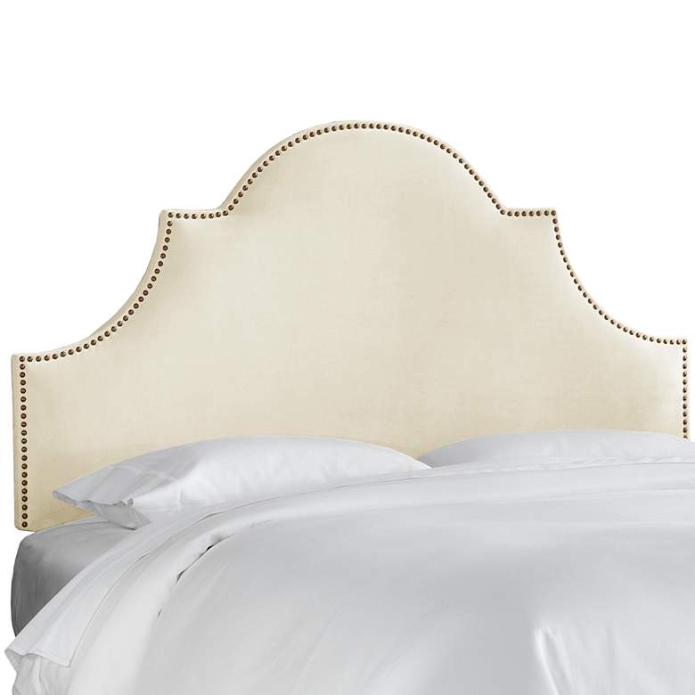 Image 1 Regal Antique White Fabric Notched Queen Headboard