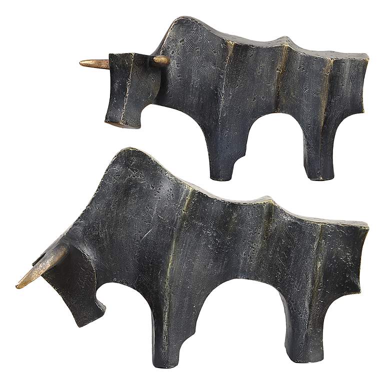 Image 4 Regal Bull Dark Bronze 2-Piece Figurines Set more views