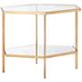 Regal Gold 25" Wide Glass Top Hexagonal Modern Side Table