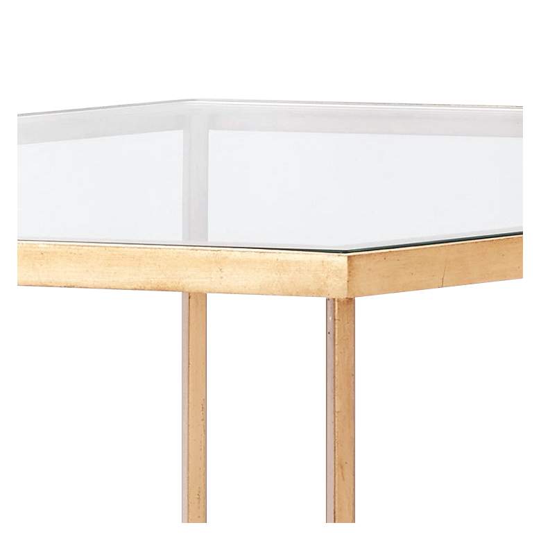 Image 2 Regal Gold 25 inch Wide Glass Top Hexagonal Modern Side Table more views