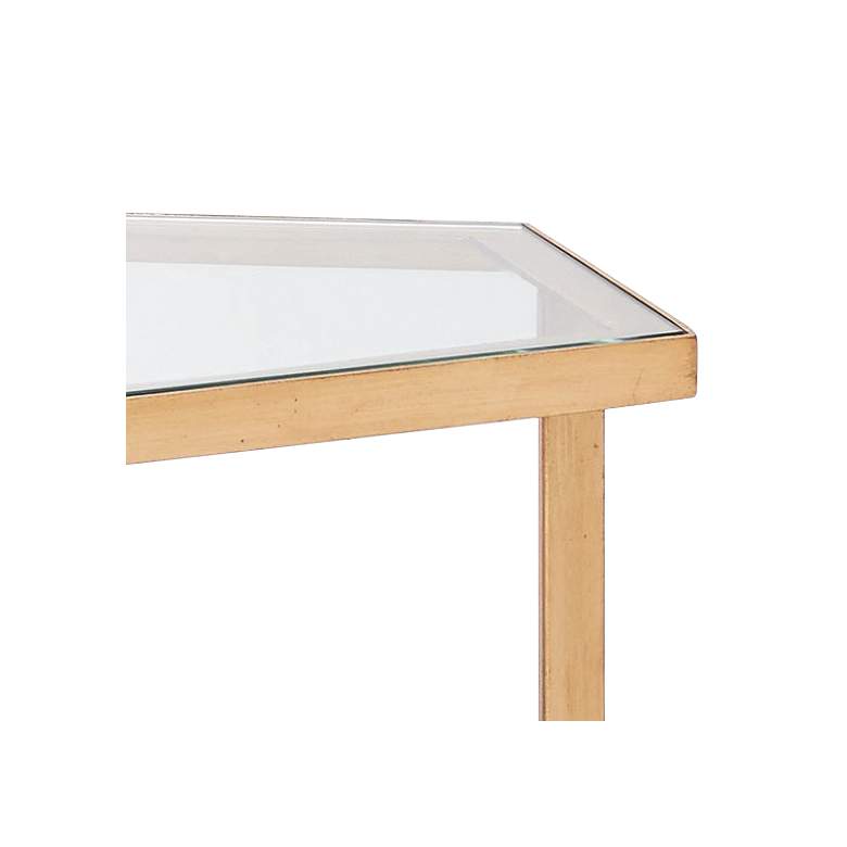Image 3 Regal Gold 25" Wide Glass Top Hexagonal Modern Side Table more views