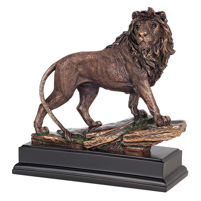 Regal Lion 11&quot; High Sculpture in a Bronze Finish more views
