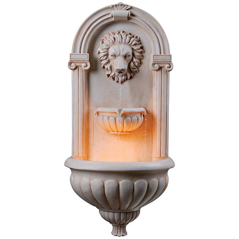 Image 1 Regal Lion 35 inch High Lighted Wall Fountain
