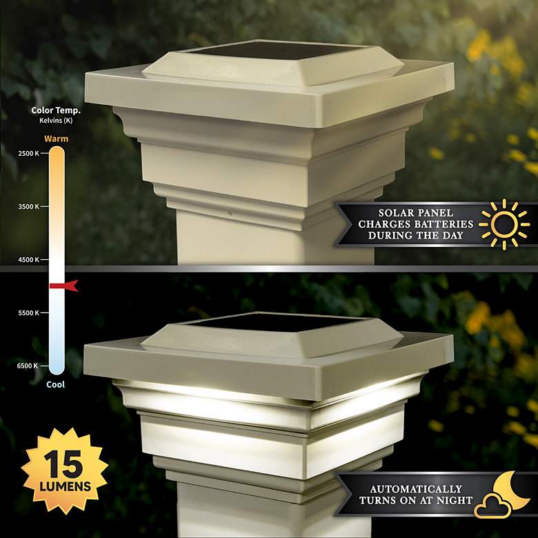 Image 4 Regal Tan 4" Outdoor LED Solar Power Cap Light more views