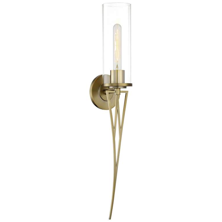 Image 1 Regal Terrace 29" High Soft Brass Wall Sconce