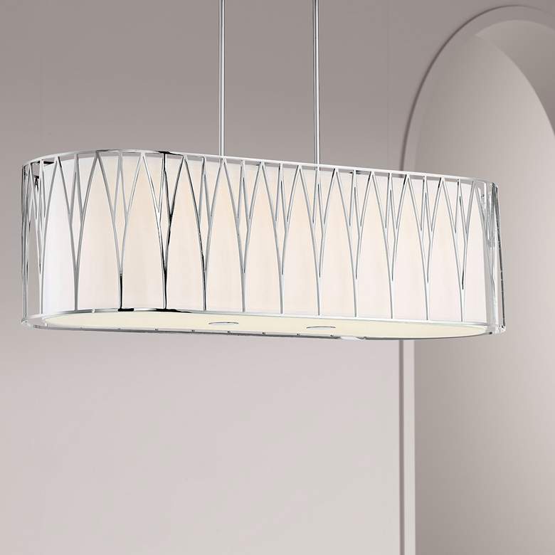 Image 1 Regal Terrace 42"W Polished Nickel LED Island Pendant Light