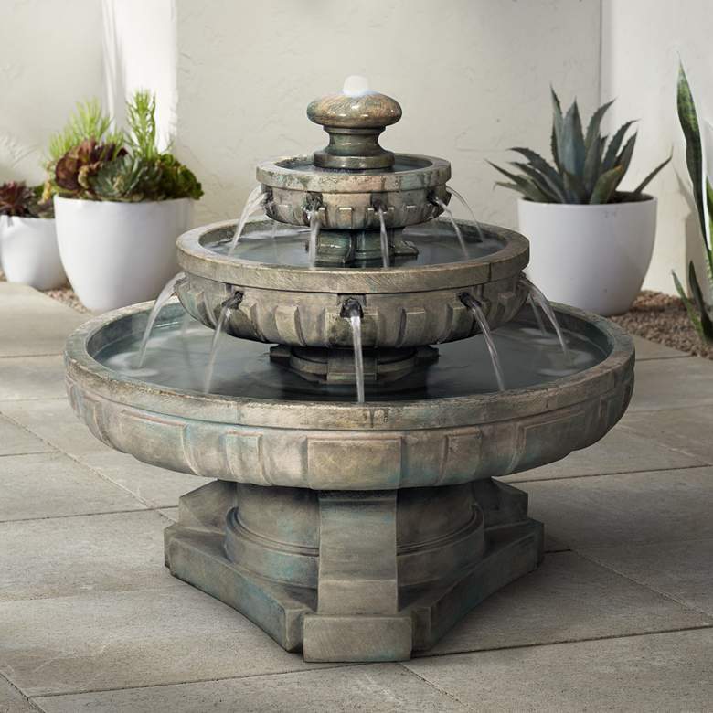 Image 1 Regal Tier 33" Wide Relic Nebbia Large Garden Fountain