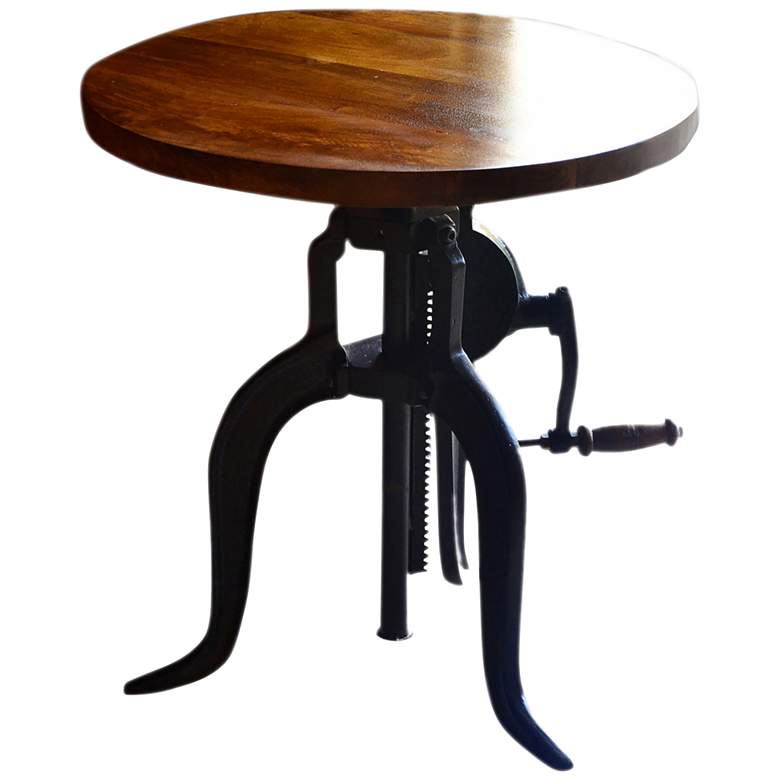 Image 2 Regan 18" Wide Chestnut Black Adjustable Crank Accent Table