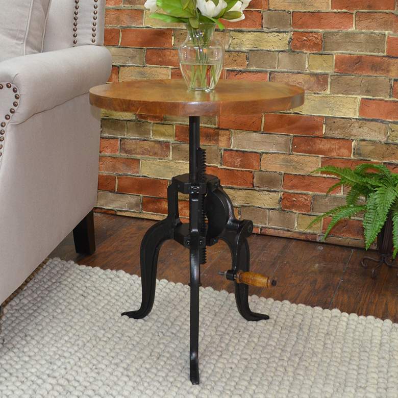 Image 1 Regan 18" Wide Chestnut Black Adjustable Crank Accent Table