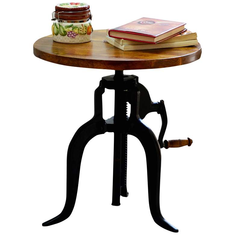 Image 4 Regan 18" Wide Chestnut Black Adjustable Crank Accent Table more views