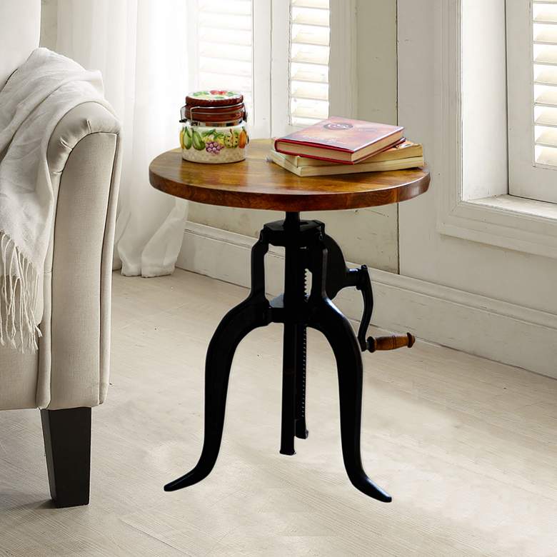 Image 5 Regan 18" Wide Chestnut Black Adjustable Crank Accent Table more views