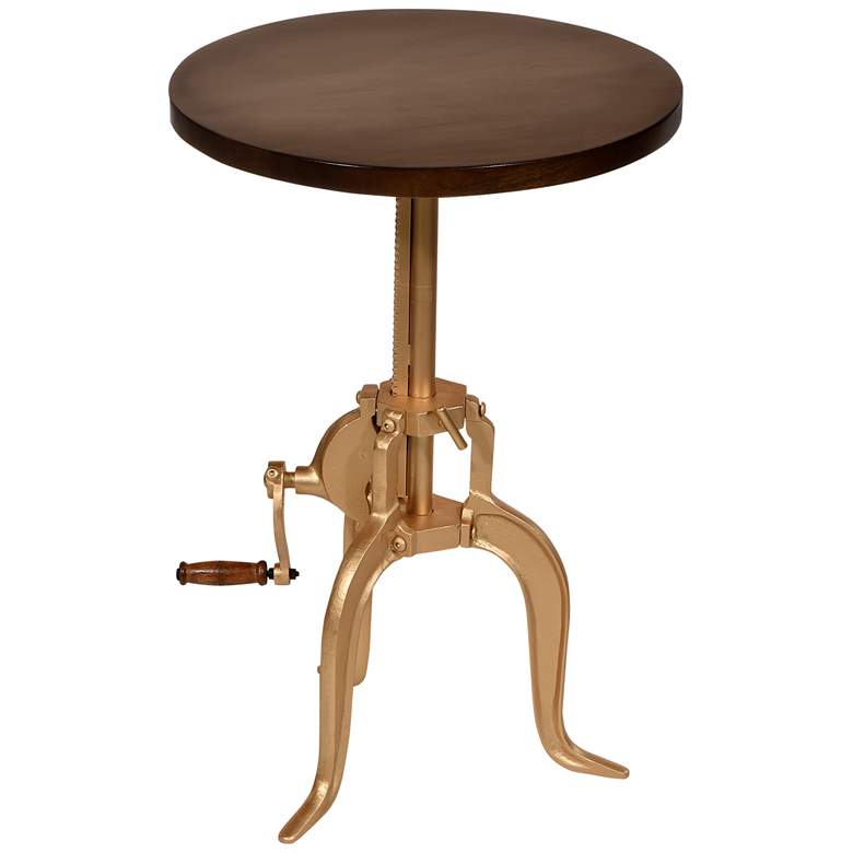 Image 5 Regan 18" Wide Elm Gold Adjustable Crank Accent Table more views