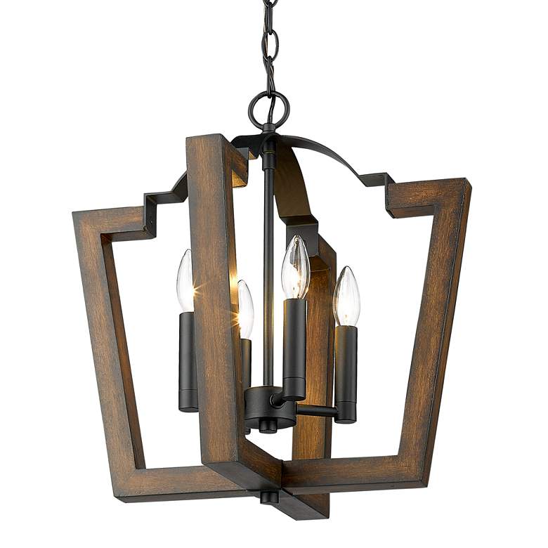 Image 1 Regan 18" Wide Natural Black and Dark Wood Pendant Light
