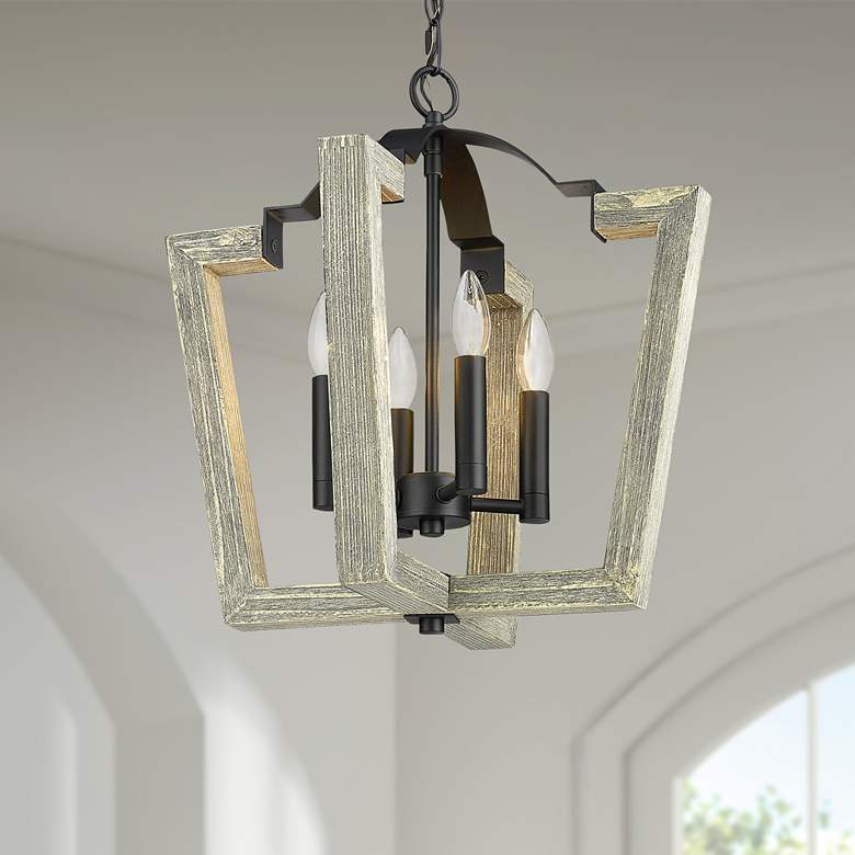Image 1 Regan 18" Wide Natural Black and Light Wood Pendant Light