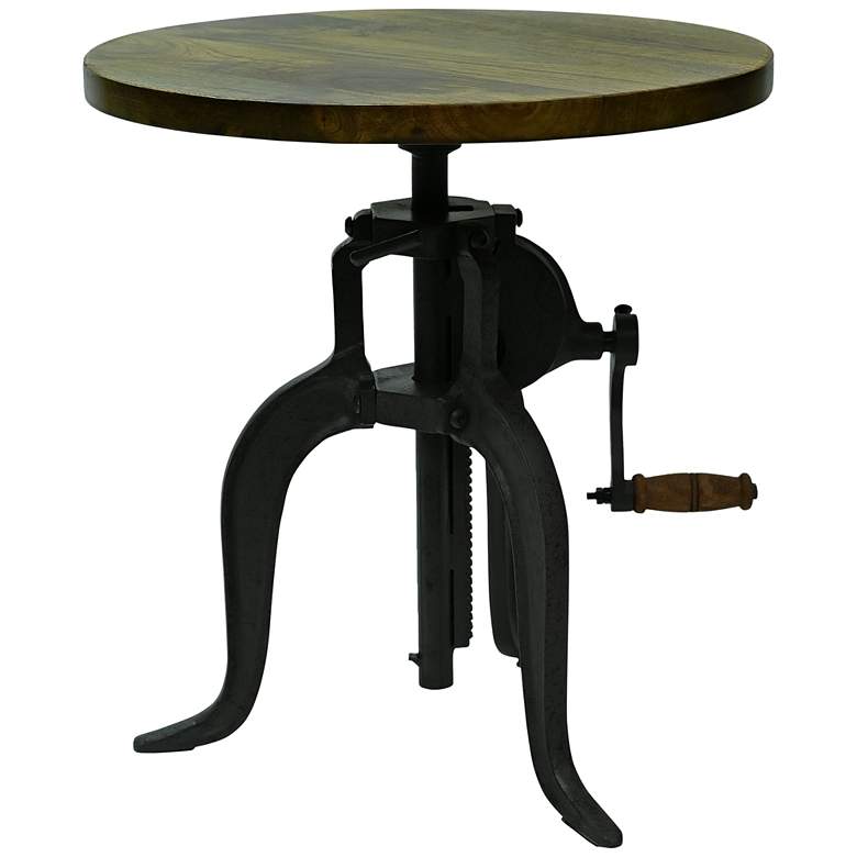 Image 3 Regan 18" Wide Oak Industrial Adjustable Crank Accent Table more views