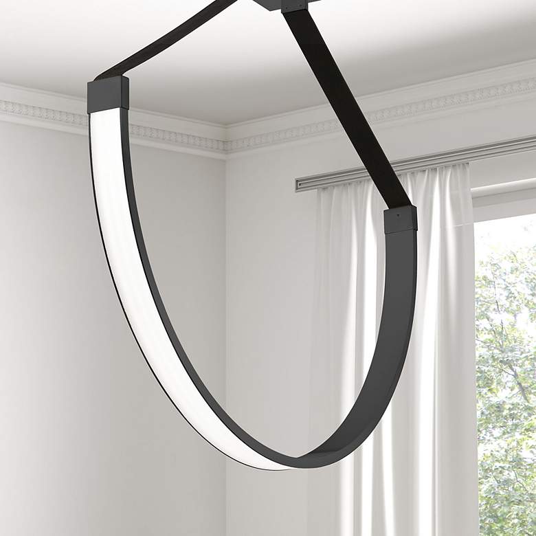 Image 1 Regan 40" Wide Matte Black 50W LED Pendant