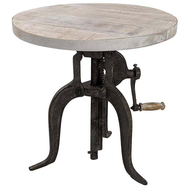 Image 1 Regan Adjustable Accent Table Aged Iron Base Natural Driftwood Top