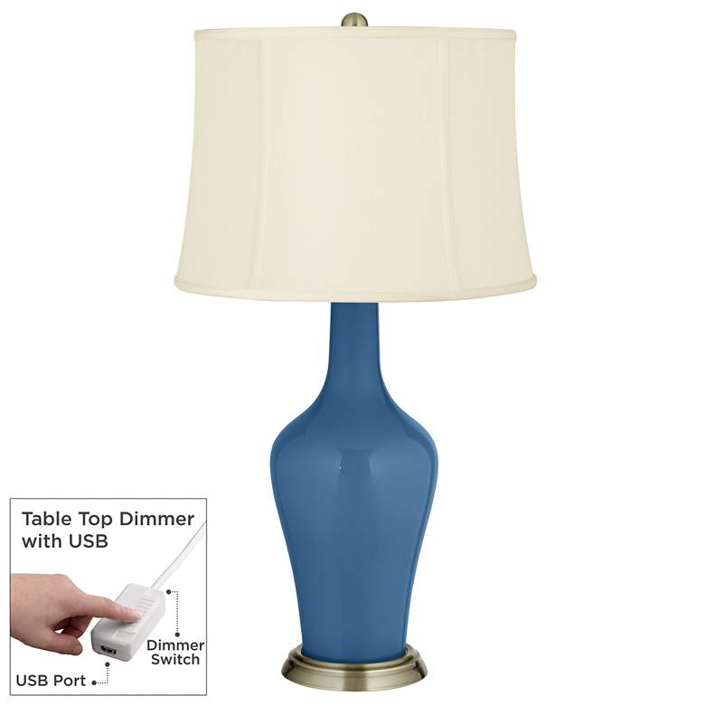 Image 1 Regatta Blue Anya Table Lamp with Dimmer