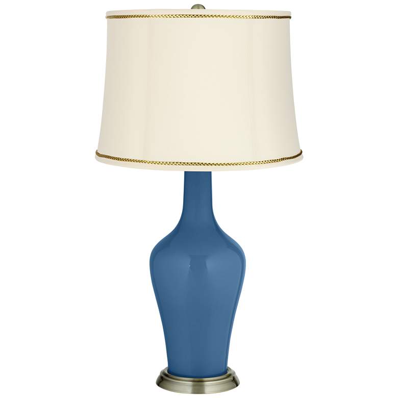 Image 1 Regatta Blue Anya Table Lamp with President&#39;s Braid Trim