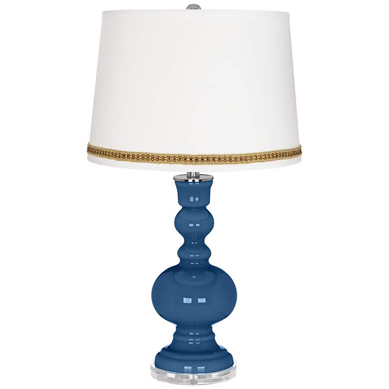 Image 1 Regatta Blue Apothecary Table Lamp with Braid Trim