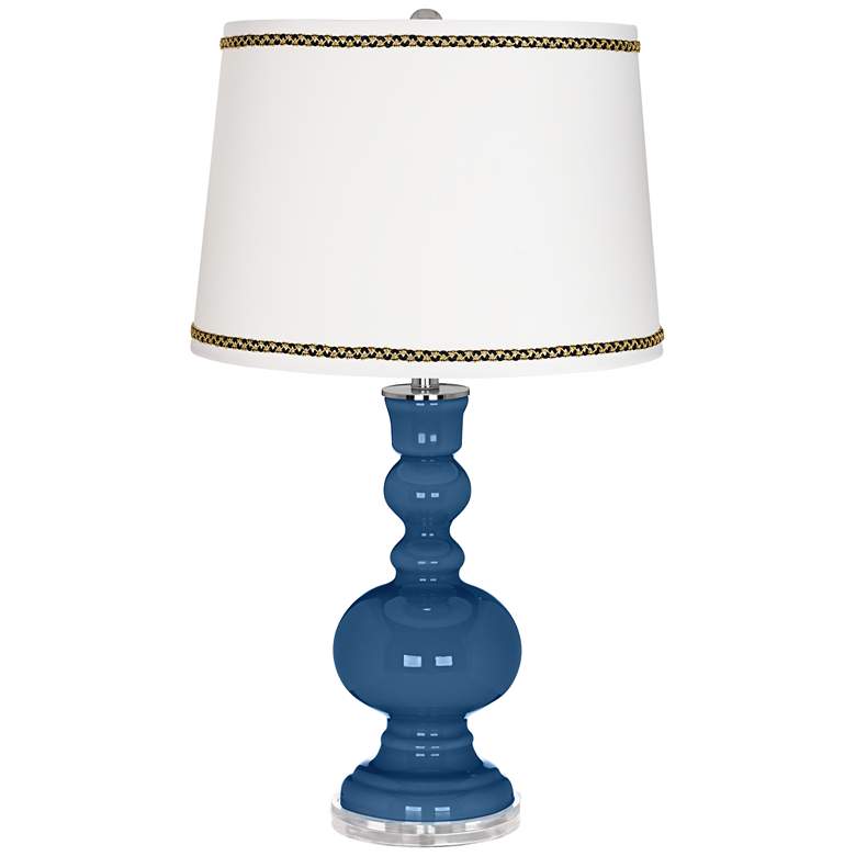 Image 1 Regatta Blue Apothecary Table Lamp with Ric-Rac Trim
