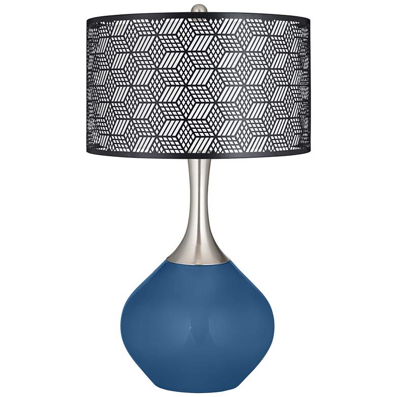 Image 1 Regatta Blue Black Metal Shade Spencer Table Lamp