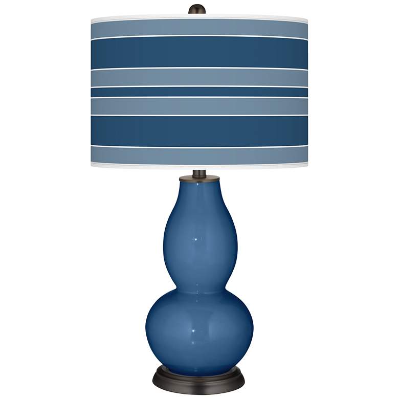 Image 1 Regatta Blue Bold Stripe Double Gourd Table Lamp
