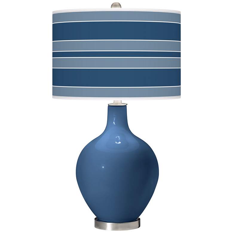 Image 1 Regatta Blue Bold Stripe Ovo Table Lamp