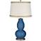 Regatta Blue Double Gourd Table Lamp with Rhinestone Lace Trim