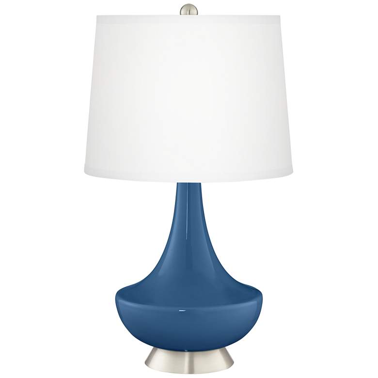 Image 2 Regatta Blue Gillan Glass Table Lamp with Dimmer