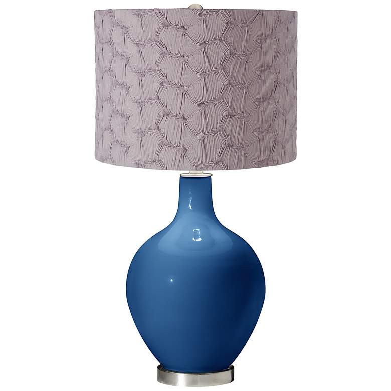 Image 1 Regatta Blue Gray Pleated Drum Shade Ovo Table Lamp